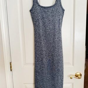 Vuori HALO Air Essentials Heathered Gray Midi Tank Dress